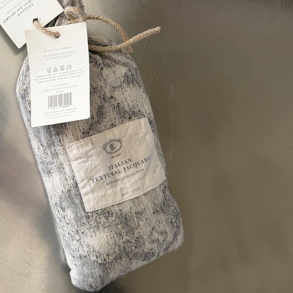 Restoration Hardware Italian Textural Jacquard King Sham Graphite Cotton Linen - Picture 4 of 4